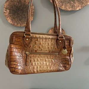 Brahmin Tan Crocodile-Embossed Shoulder Bag